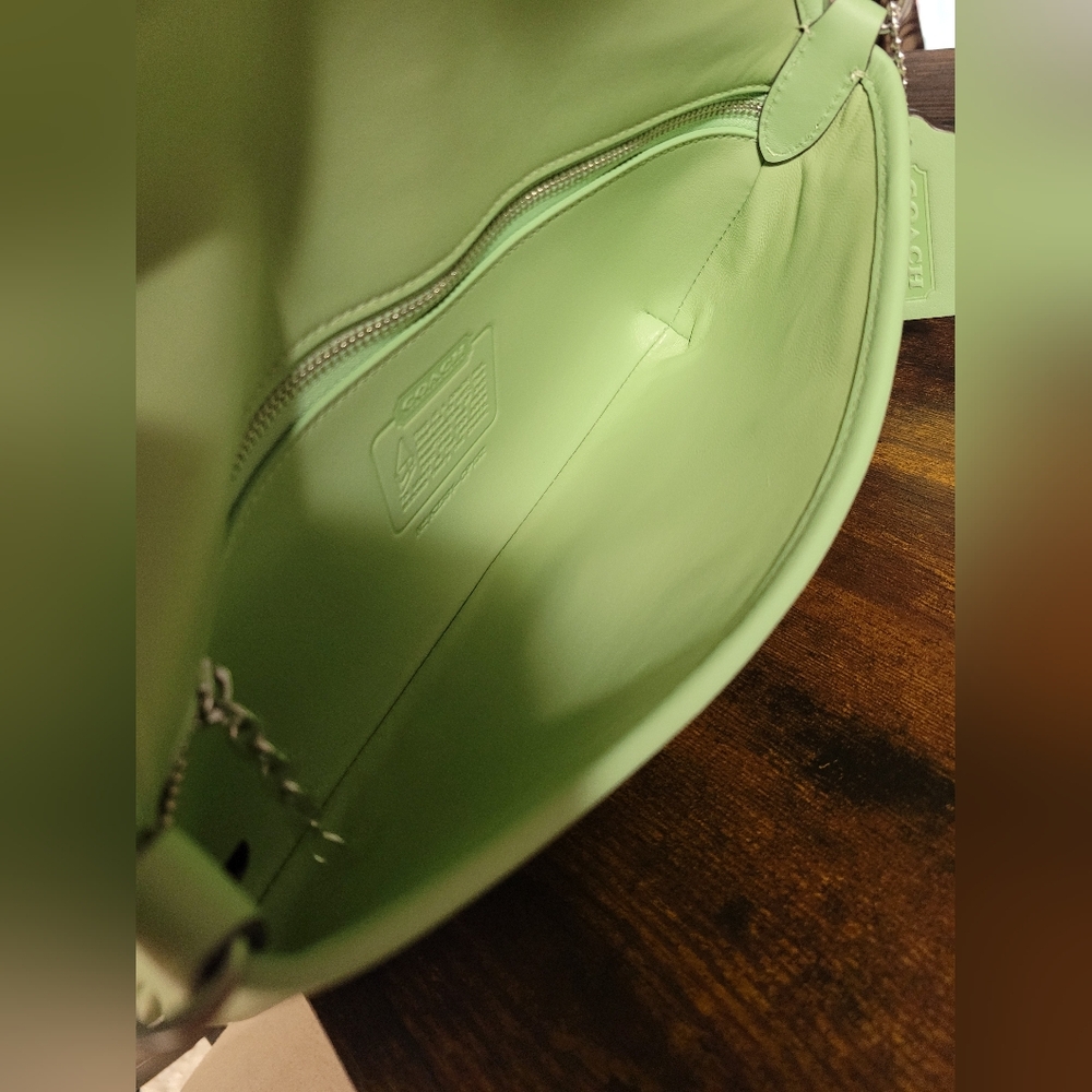 Coach Hamptons Small Leather Shoulder Bag.  Color: Pale Pistachio - Picture 15 of 16